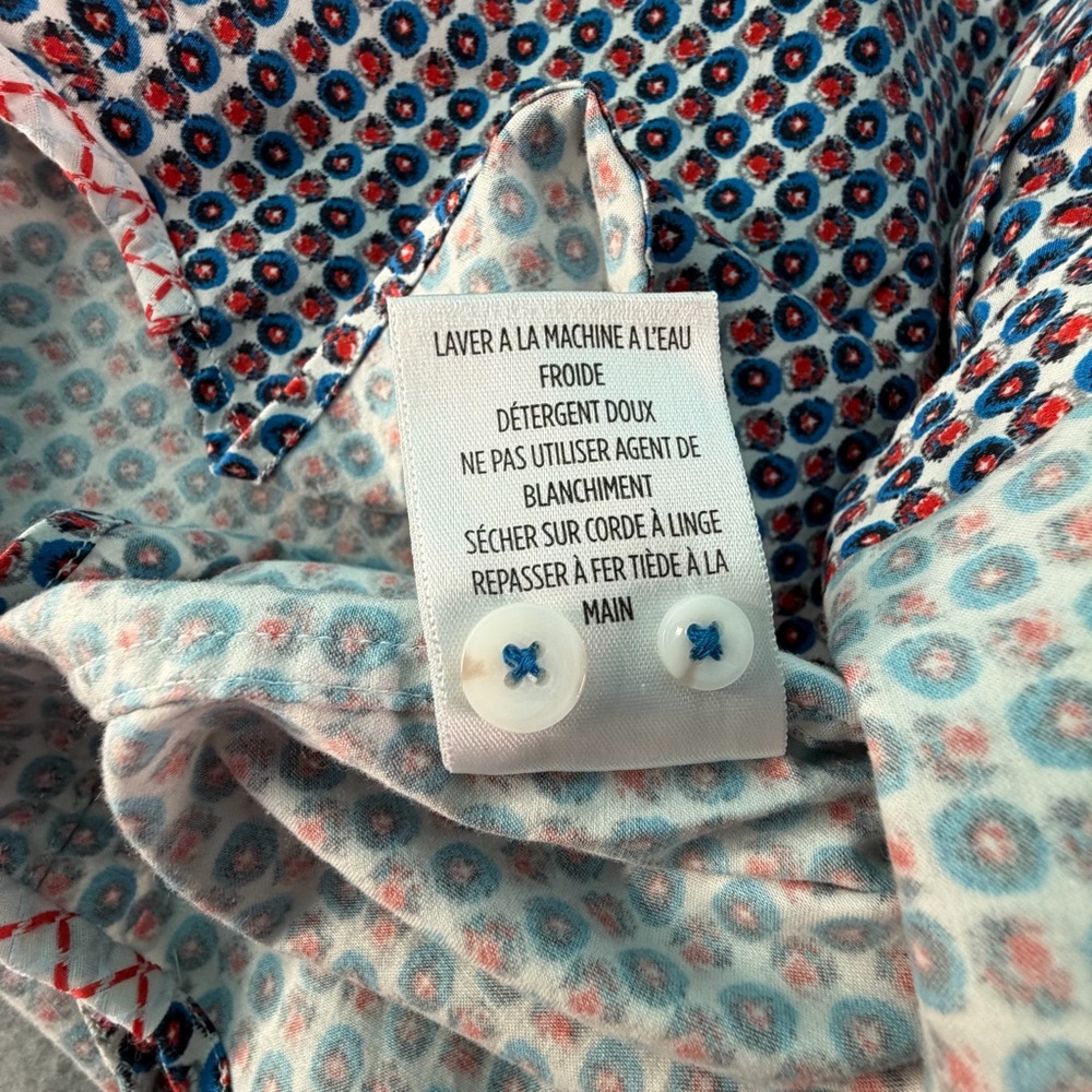 Robert Graham Shirt Men’s XL White Blue Geometric Print Short Sleeve Button Up - Picture 8 of 8